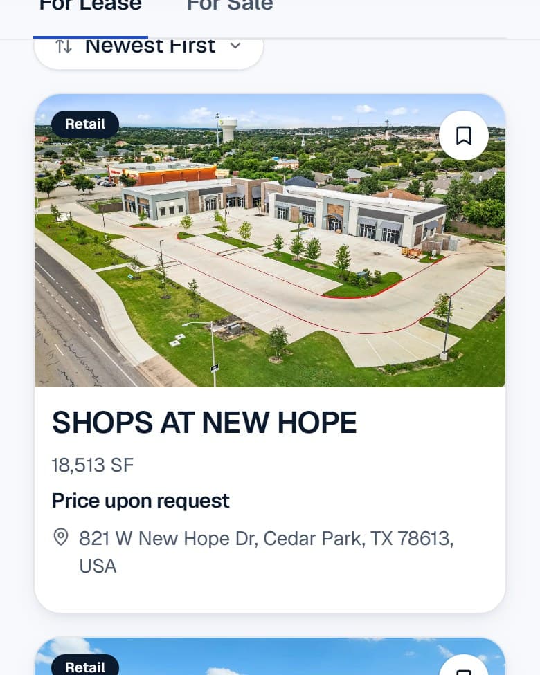 The marketplace, with the save button on a listing card picked out