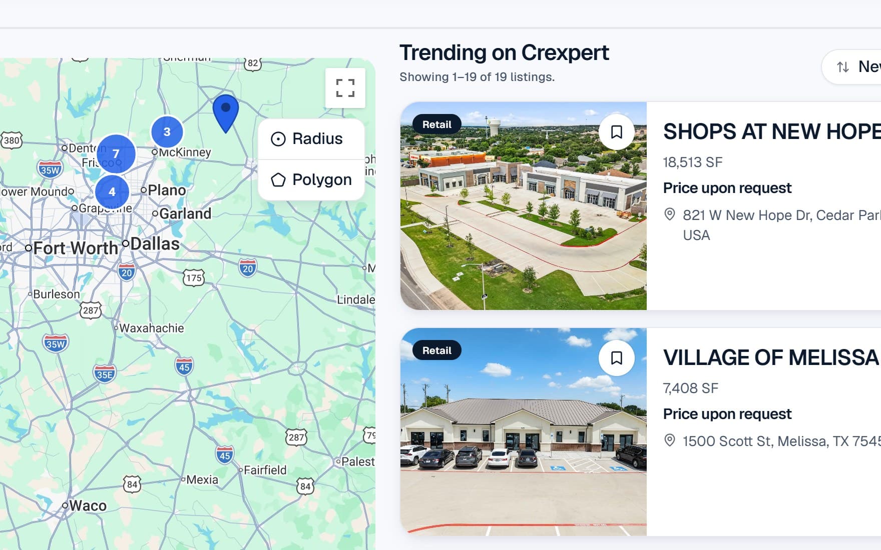 The marketplace, with the save button on a listing card picked out